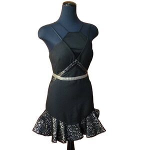 Three Floors Black Designer unique mini dress